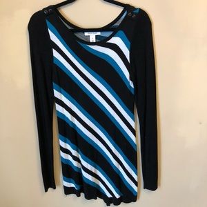 WHBM Asymmetrical Striped Sweater